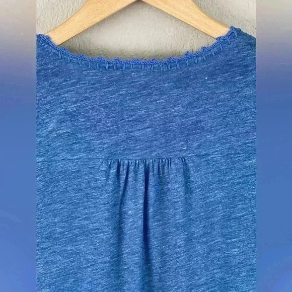 J. McLaughlin Blue Linen Stitch Embroidered Tassel Casual Top Women's Small - Picture 7 of 11